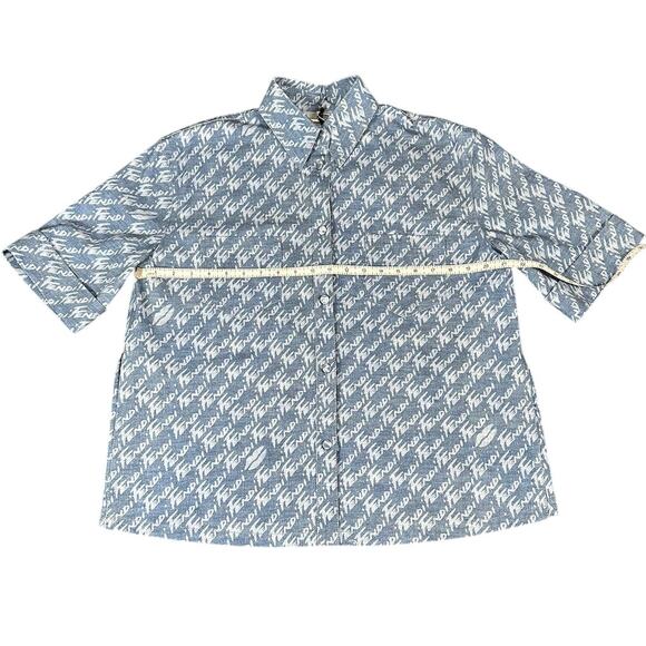 Fendi Denim Short Sleeve Button Up Shirt Blue Size 40 NWT - Picture 6 of 8